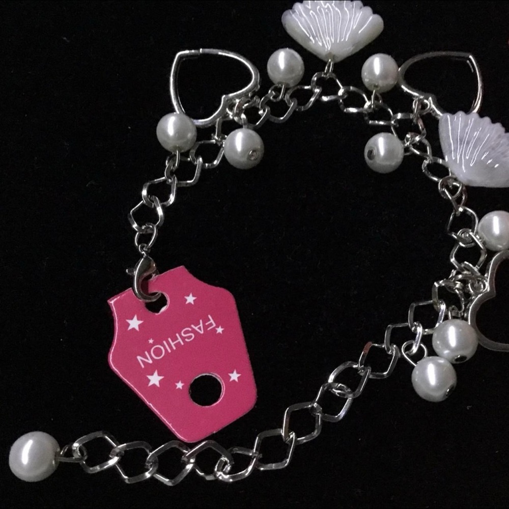 Silver and White Charm Bracelet